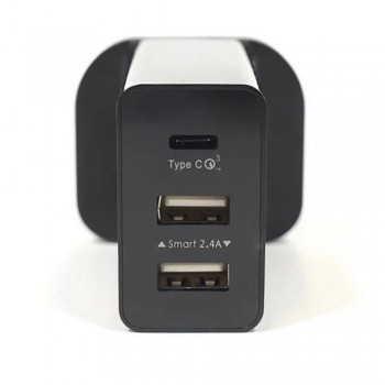 InnozÂ® InnoPower Q3C 3 Port with Type-C QC3.0 Smart Wall Charger - Black