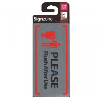 Signzone Peel & Stick Metallic Sticker - PLEASE Flush After Use (Item No: R01-73)