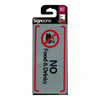 Signzone Peel & Stick Metallic Sticker - NO Food & Drinks (Item No: R01-65)