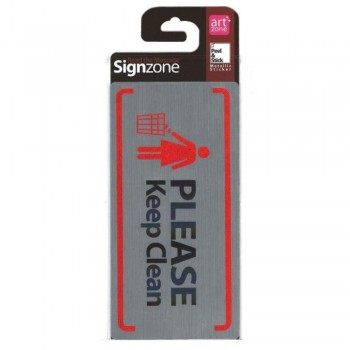 Signzone Peel & Stick Metallic Sticker - PLEASE Keep Clean (Item No: R01-76)