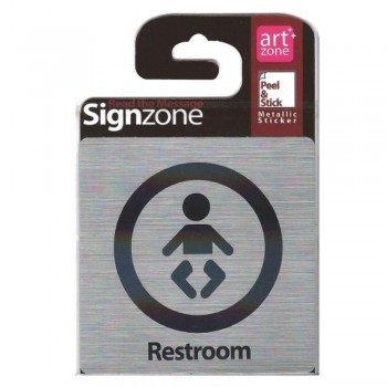 Signzone Peel & Stick Metallic Sticker - Restroom (Item No: R01-09)