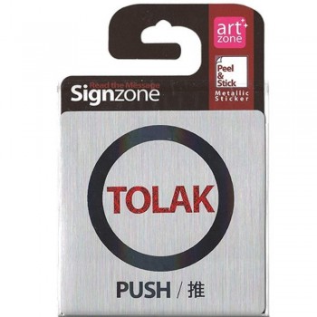 Signzone Peel & Stick Metallic Sticker - TOLAK (PUSH / æŽ¨) (Item No: R01-01-TOLAKPSH)