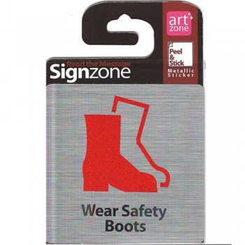 Signzone Peel & Stick Metallic Sticker - Wear Safety Boots (Item No: R01-01WS BOOTS)